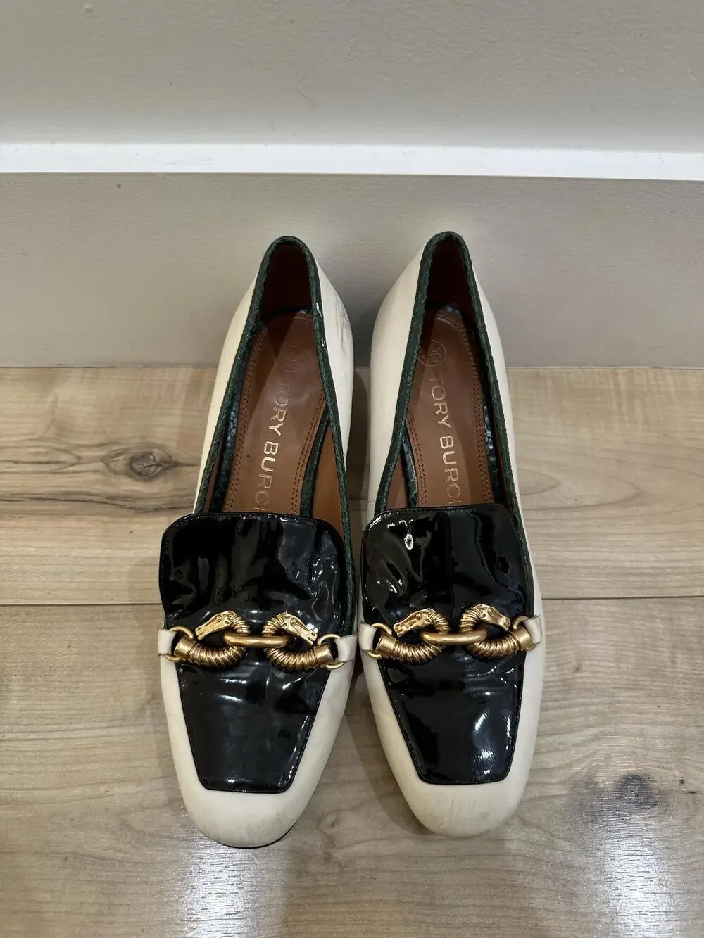 Tory Burch Loafer Shoes Womens Size 9 Multicolor Leather Block Heel Horsebit